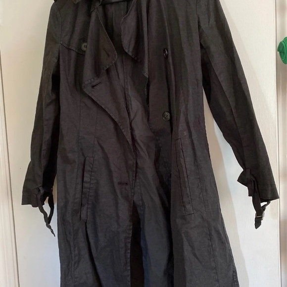 Theory Black Linen Trench - Picture 2 of 7